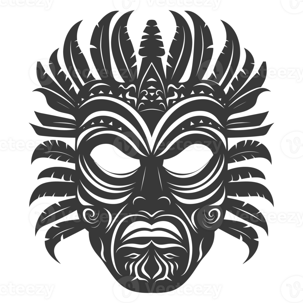 AI generated Silhouette Hawaiian Mask black color only png