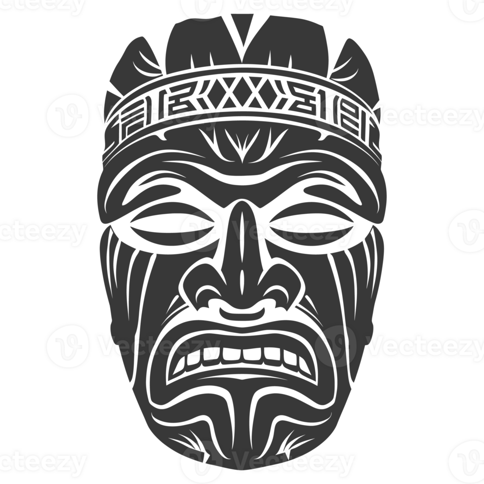 AI generated Silhouette Hawaiian Mask black color only png