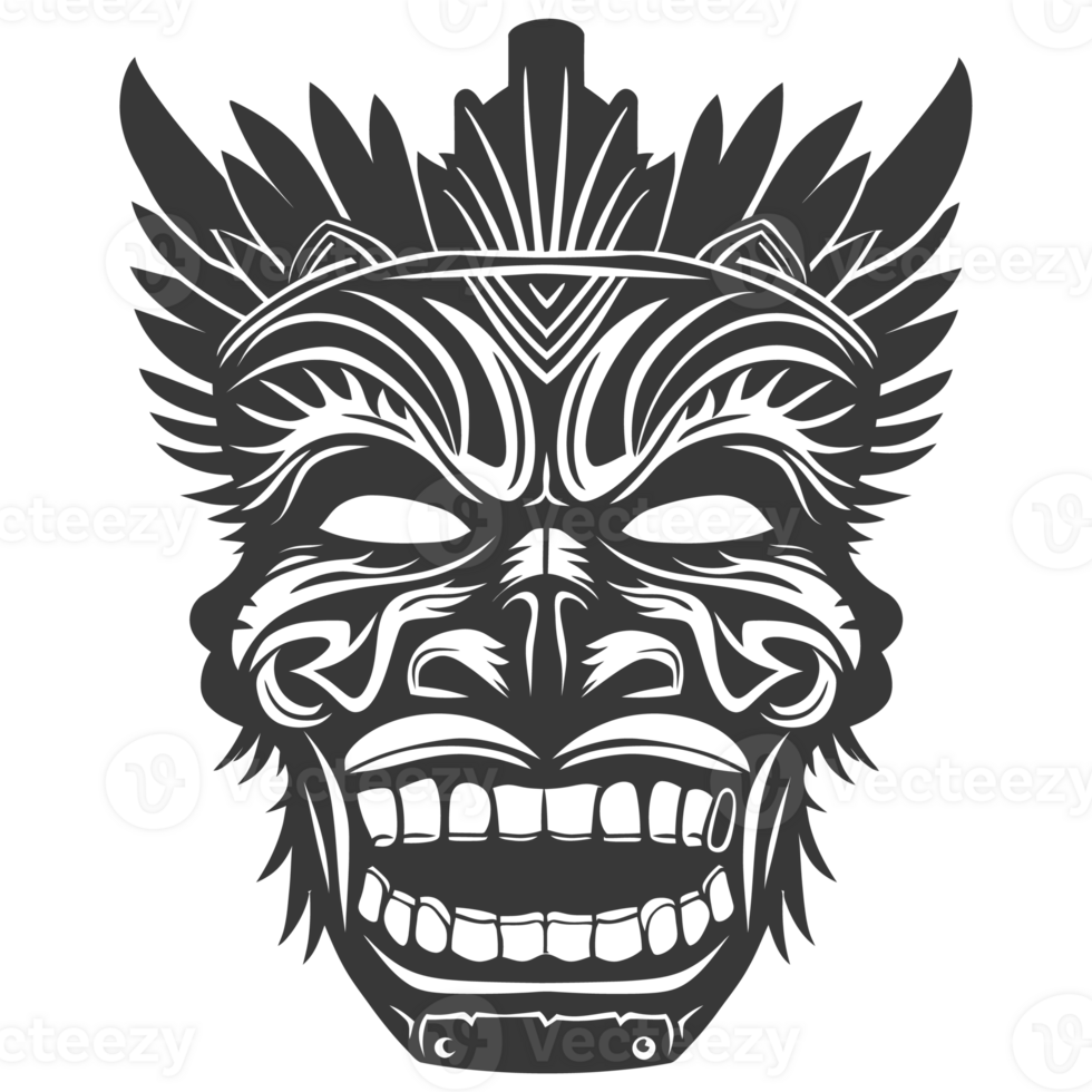 AI generated Silhouette Hawaiian Mask black color only png