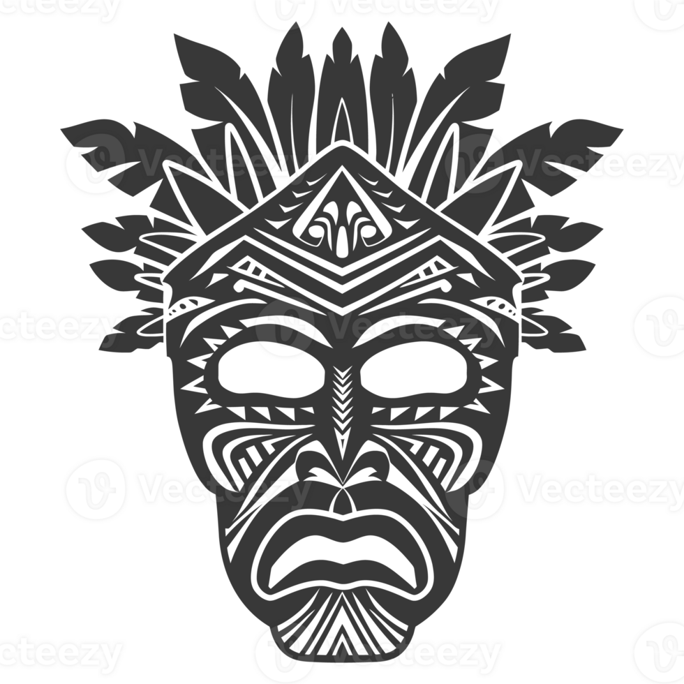 AI generated Silhouette Hawaiian Mask black color only png