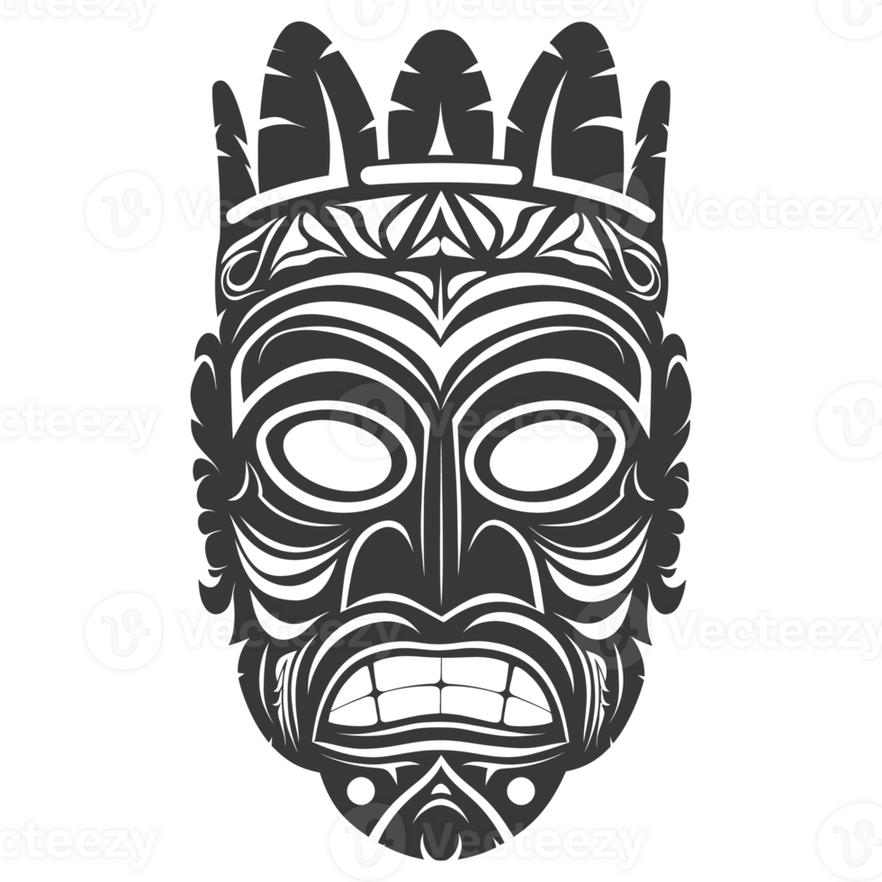 AI generated Silhouette Hawaiian Mask black color only png