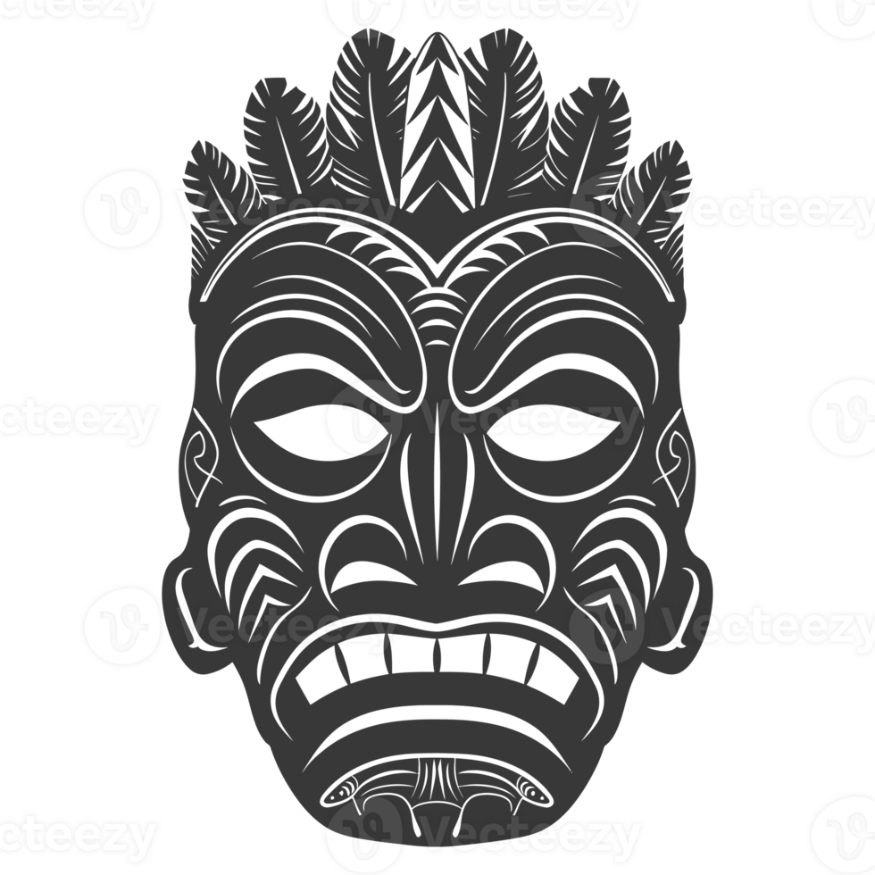 AI generated Silhouette Hawaiian Mask black color only png
