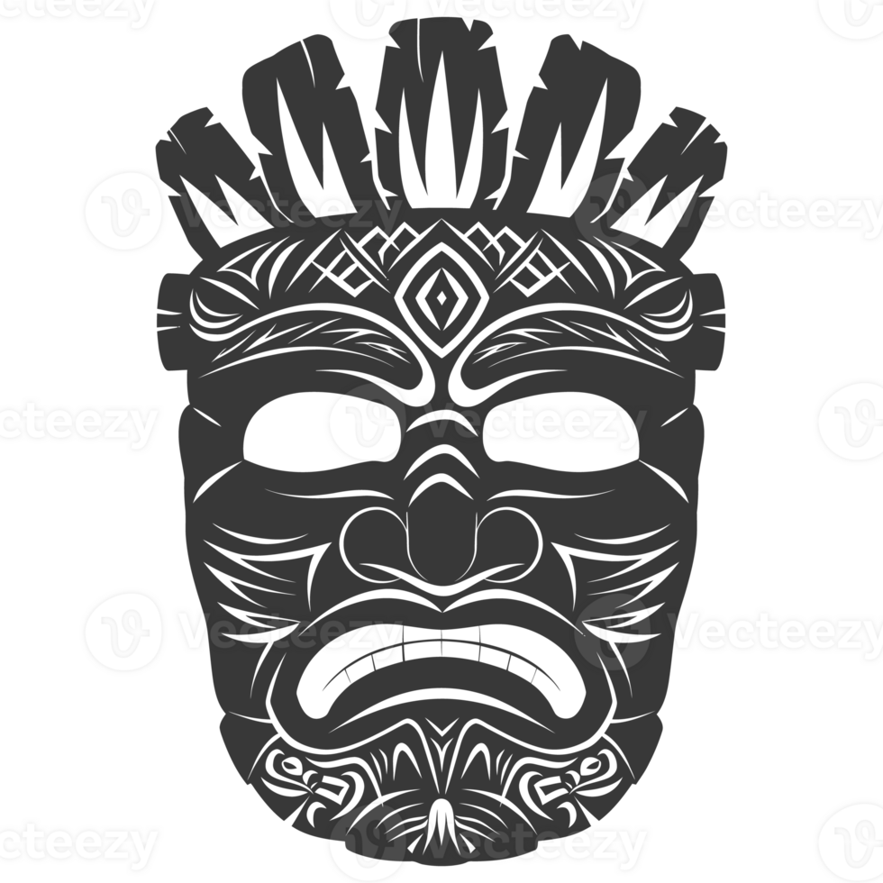 AI generated Silhouette Hawaiian Mask black color only png