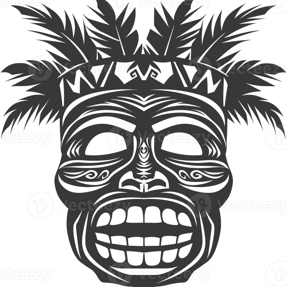 AI generated Silhouette Hawaiian Mask black color only png