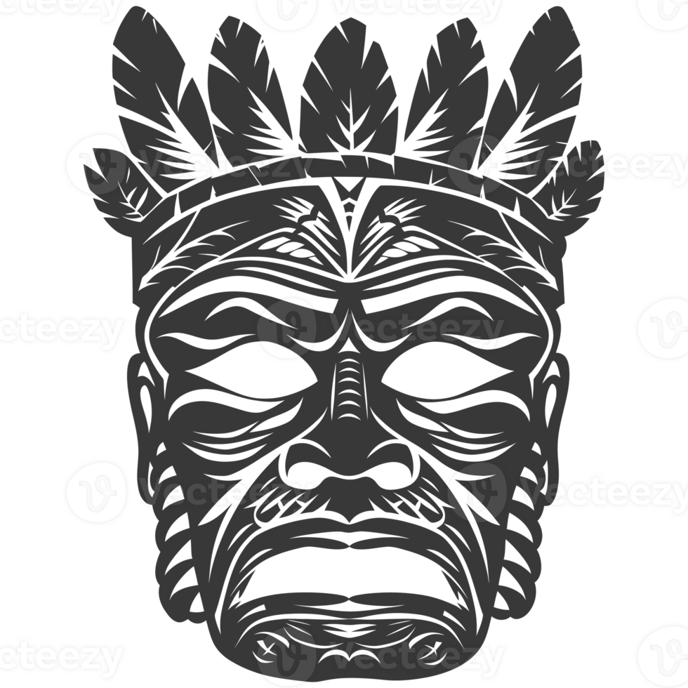 AI generated Silhouette Hawaiian Mask black color only png