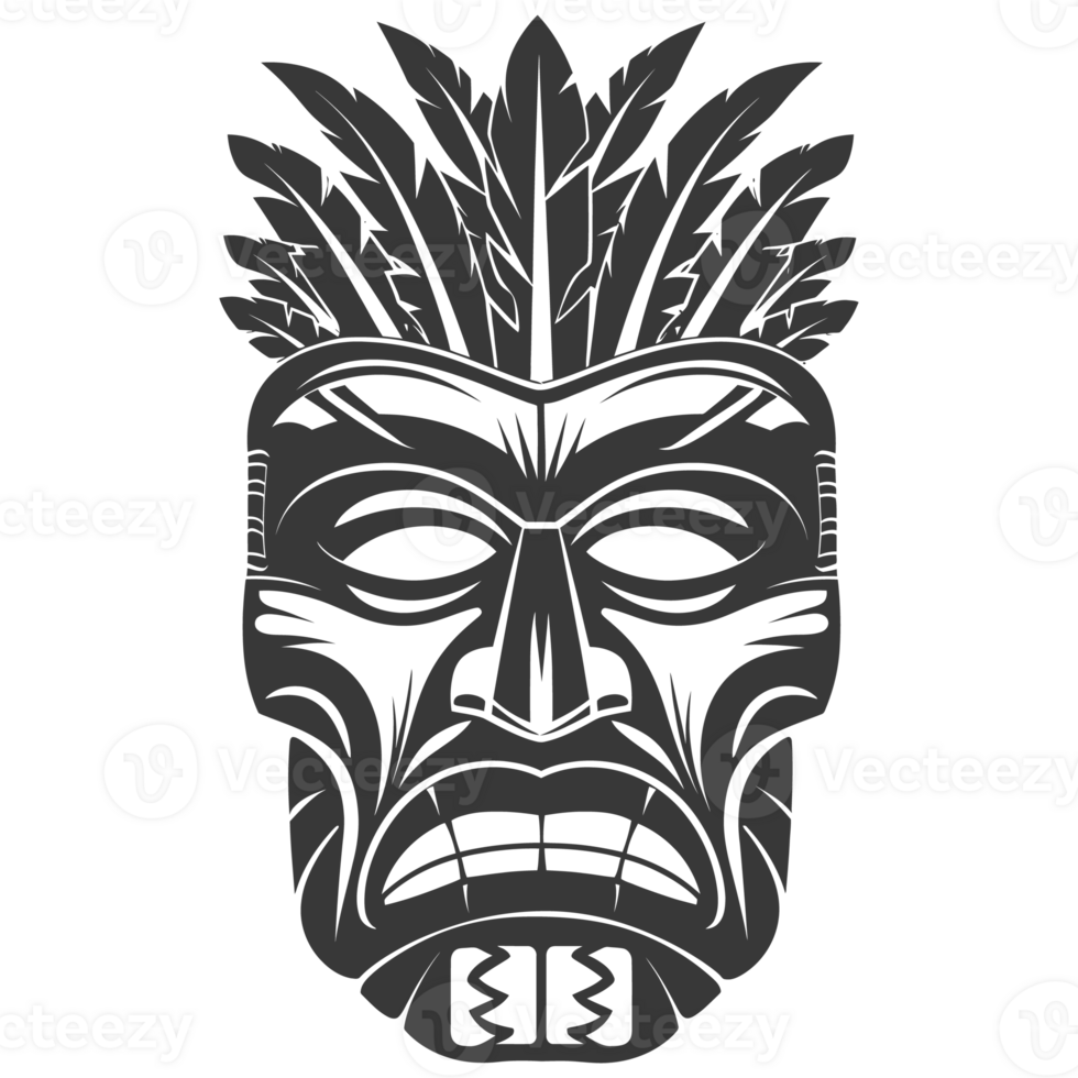 AI generated Silhouette Hawaiian Mask black color only png