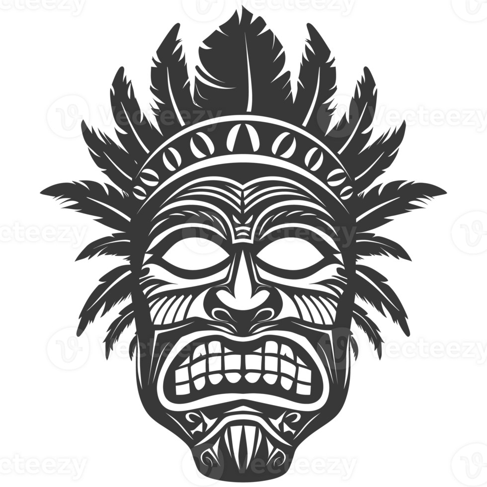 AI generated Silhouette Hawaiian Mask black color only png