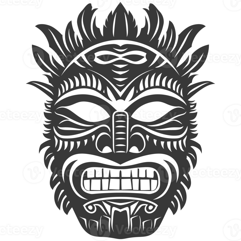 AI generated Silhouette Hawaiian Mask black color only png
