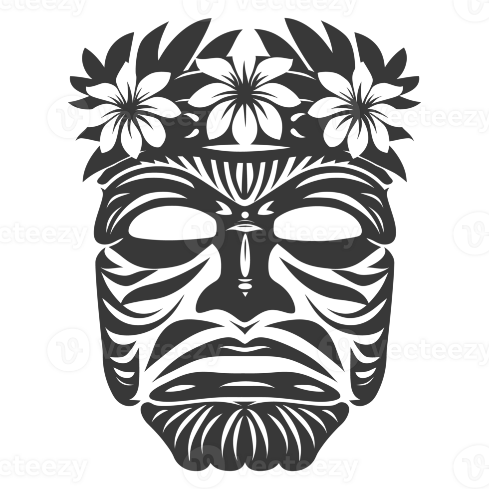 AI generated Silhouette Hawaiian Mask black color only png