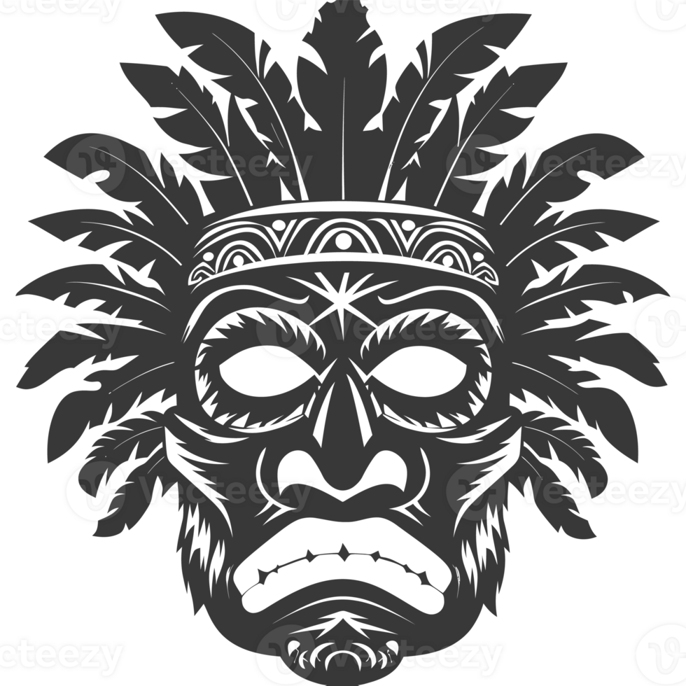 AI generated Silhouette Hawaiian Mask black color only png