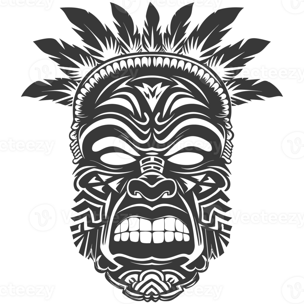 ai genererad silhuett hawaiian mask svart Färg endast png