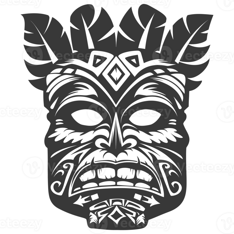 AI generated Silhouette Hawaiian Mask black color only png