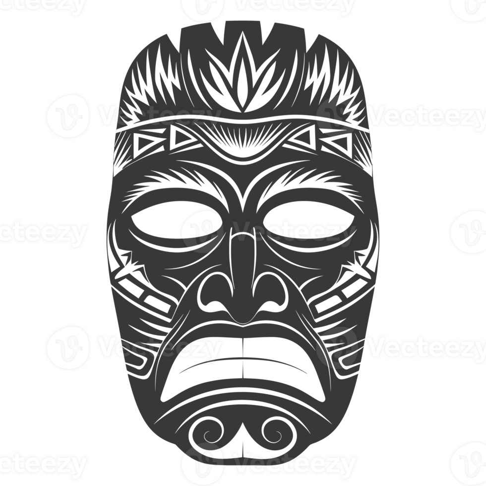 AI generated Silhouette Hawaiian Mask black color only png