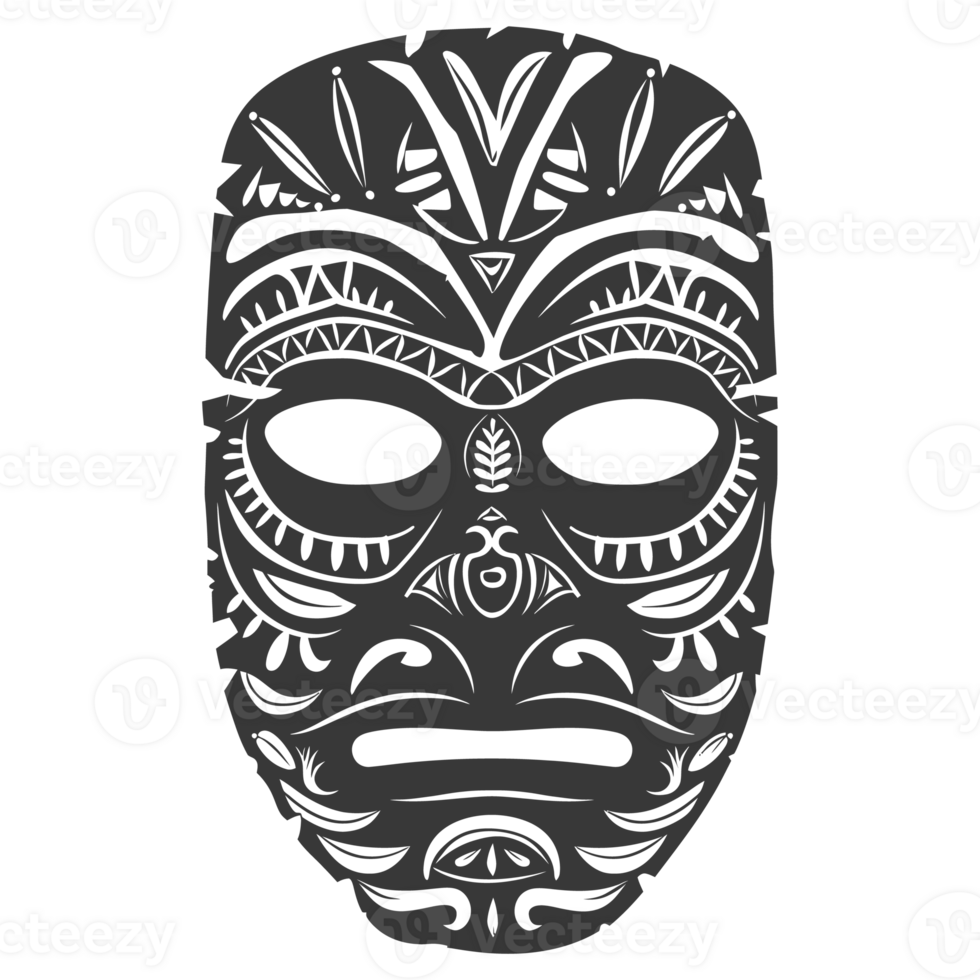 AI generated Silhouette Hawaiian Mask black color only png