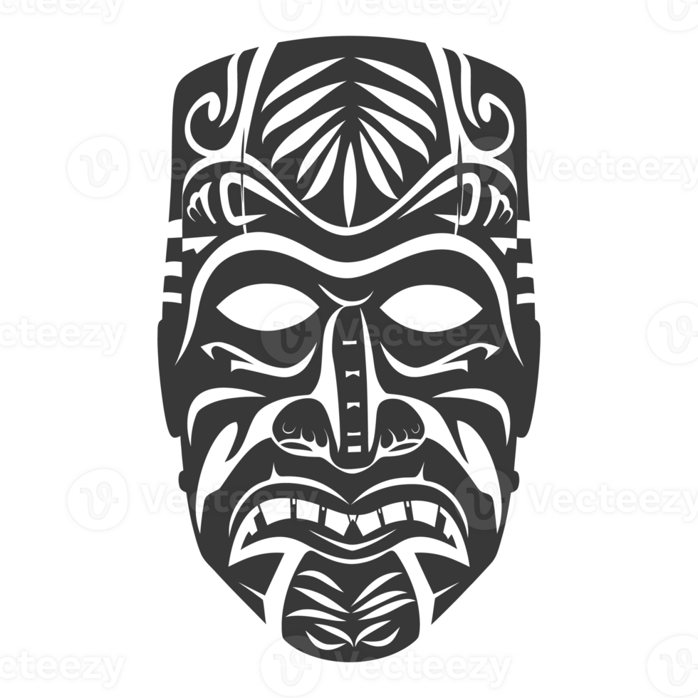 AI generated Silhouette Hawaiian Mask black color only png