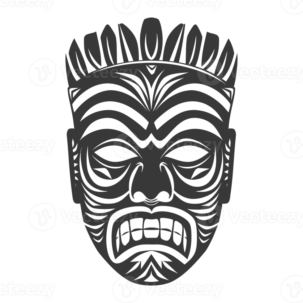 AI generated Silhouette Hawaiian Mask black color only png