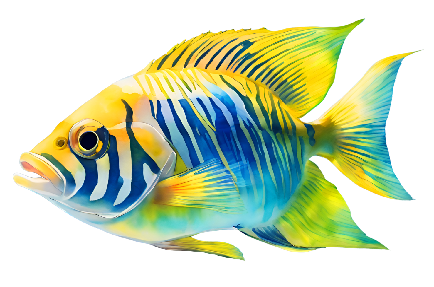 AI generated Watercolor and painting under sea colorful tropical coral fish png
