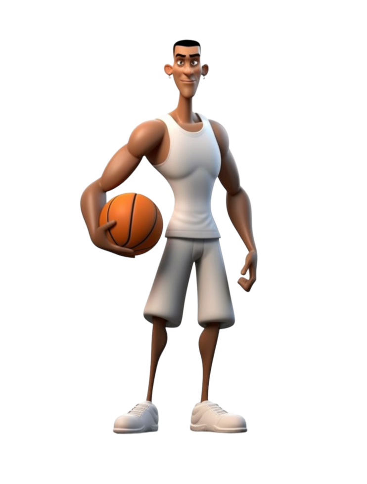 ai generiert Basketball Spieler Karikatur Charakter 3d Design isoliert auf transparent Hintergrund, ai generativ png