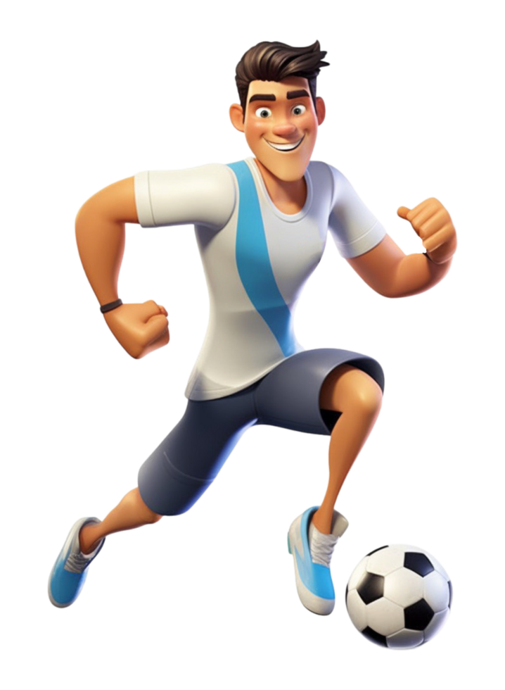 AI generated 3d design of football player cartoon character isolated on transparent background, ai generative png