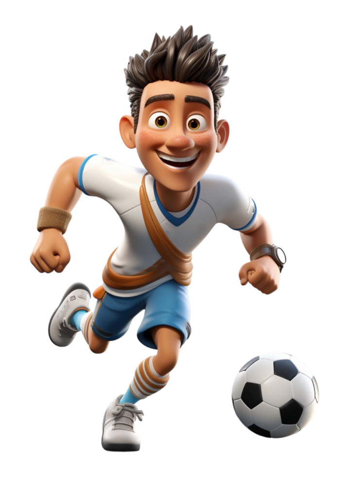 AI generated 3d design of football player cartoon character isolated on transparent background, ai generative png