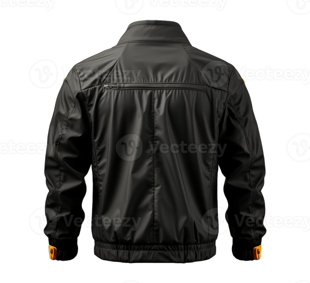 AI generated black jacket template with back view, generative ai png