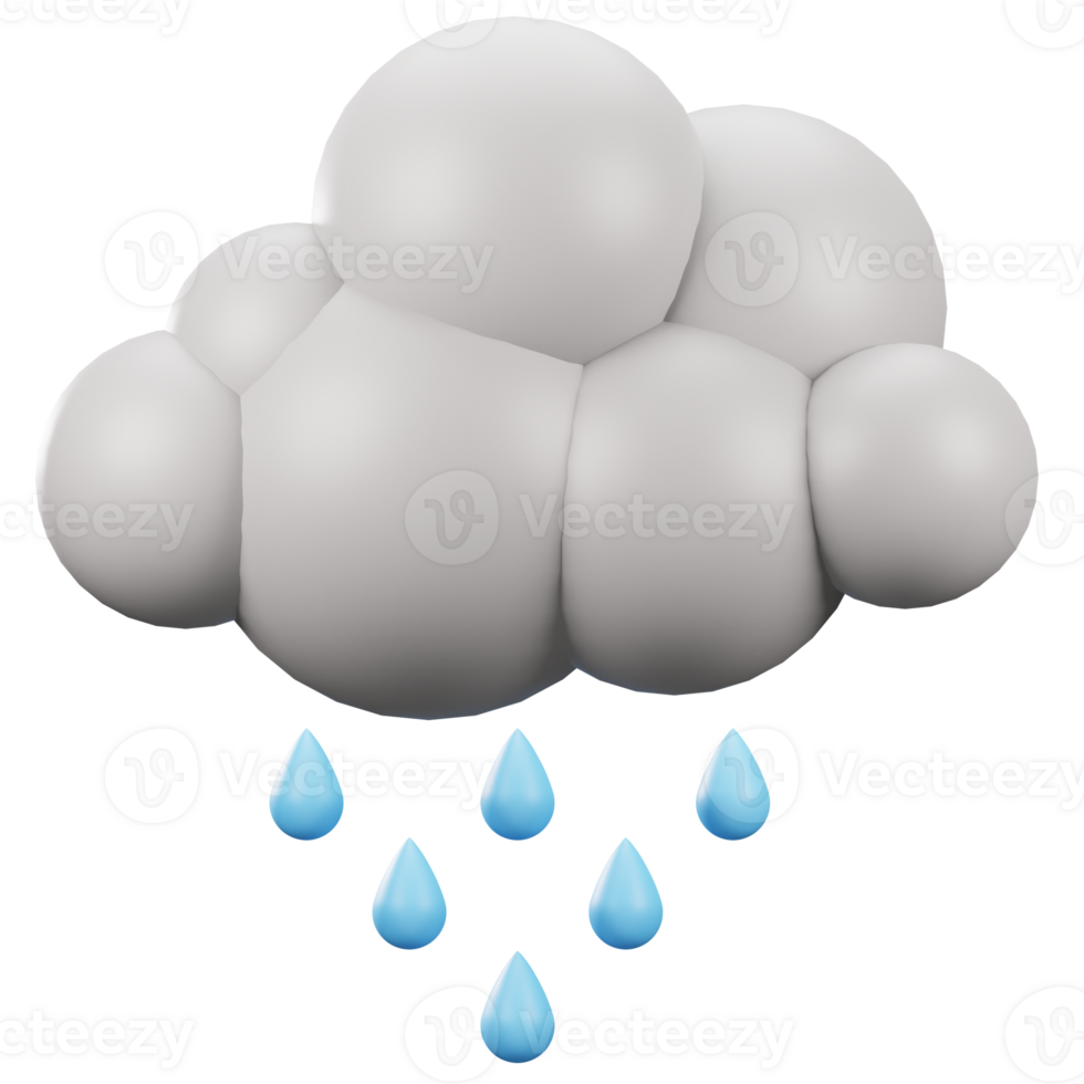 3d temps icône nuage et pluie png