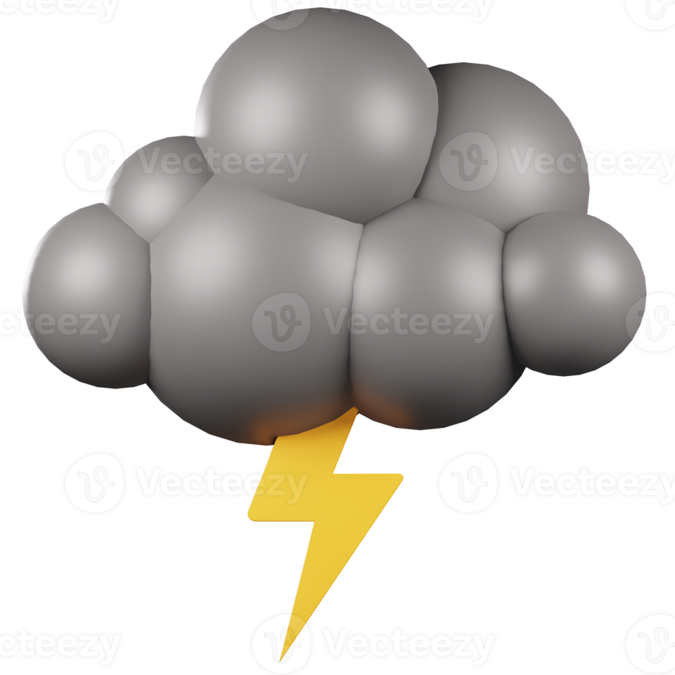 3D Storm Lightning Cloud png