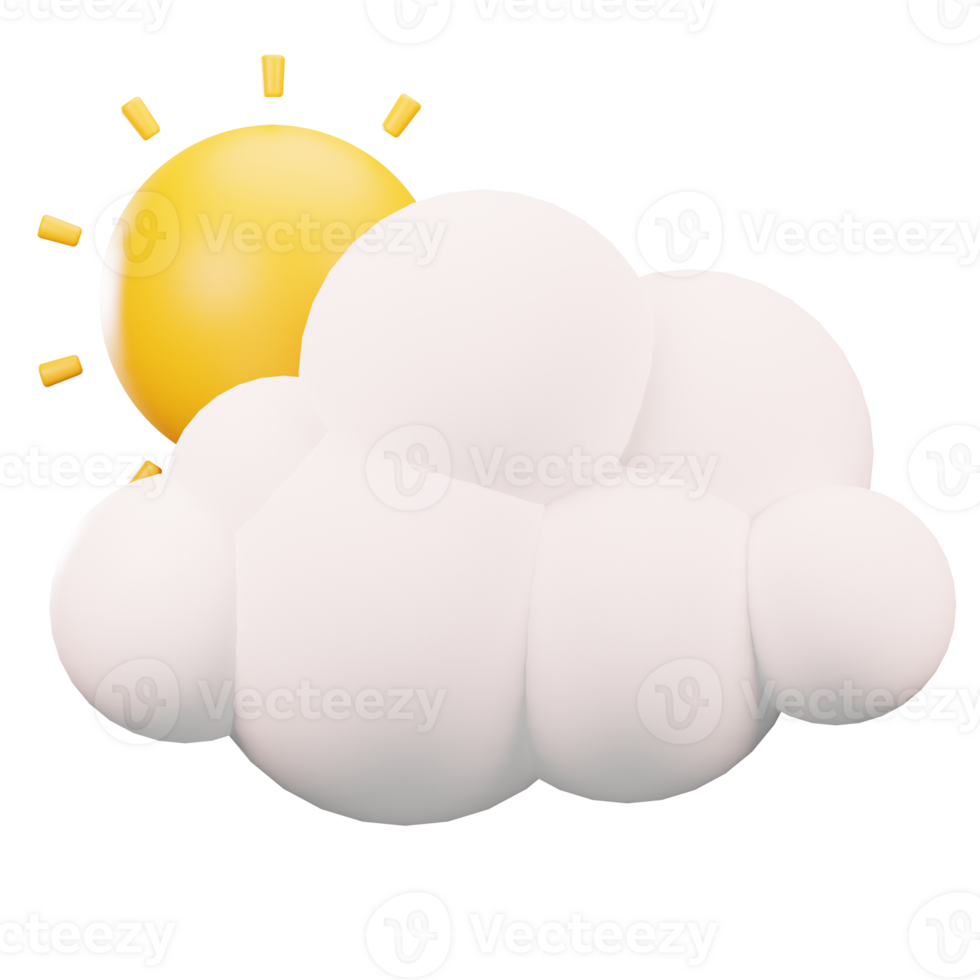 Cloud with Sun, 3D Weather png