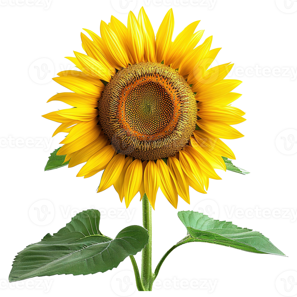 ai généré tournesol avec feuilles isolé sur transparent Contexte png