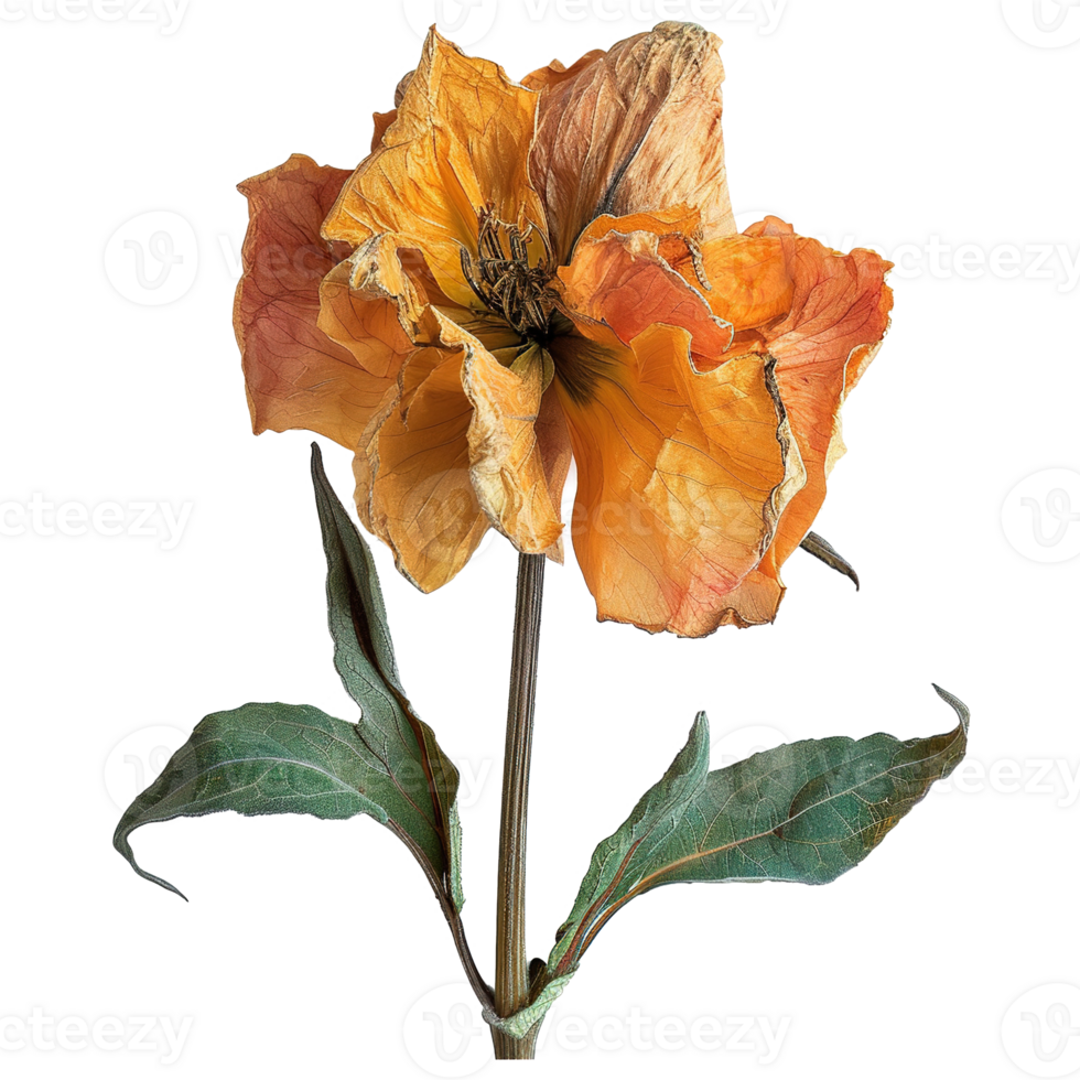 AI generated Orange wilted flower isolated on transparent background png
