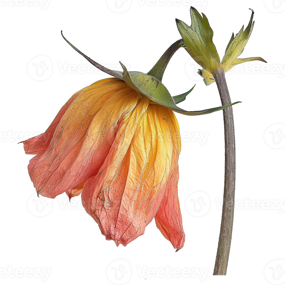 AI generated Orange wilted flower isolated on transparent background