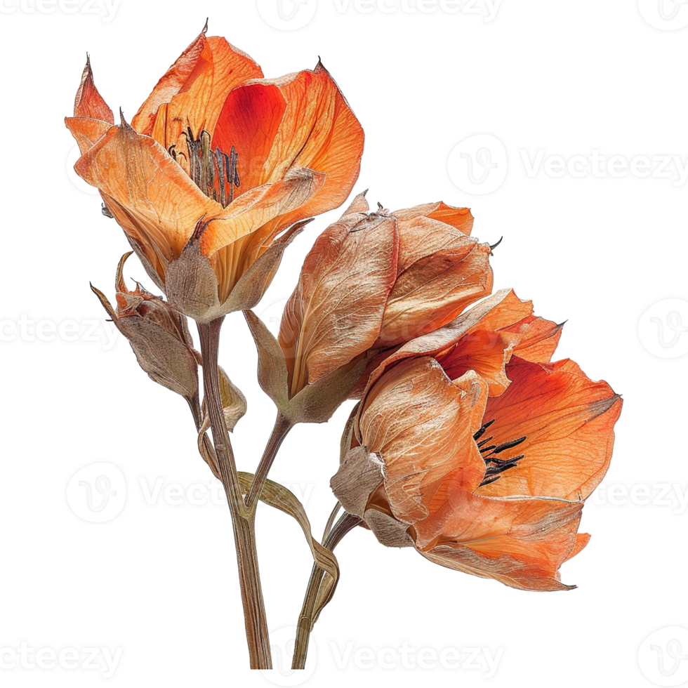 AI generated Orange wilted flower isolated on transparent background png