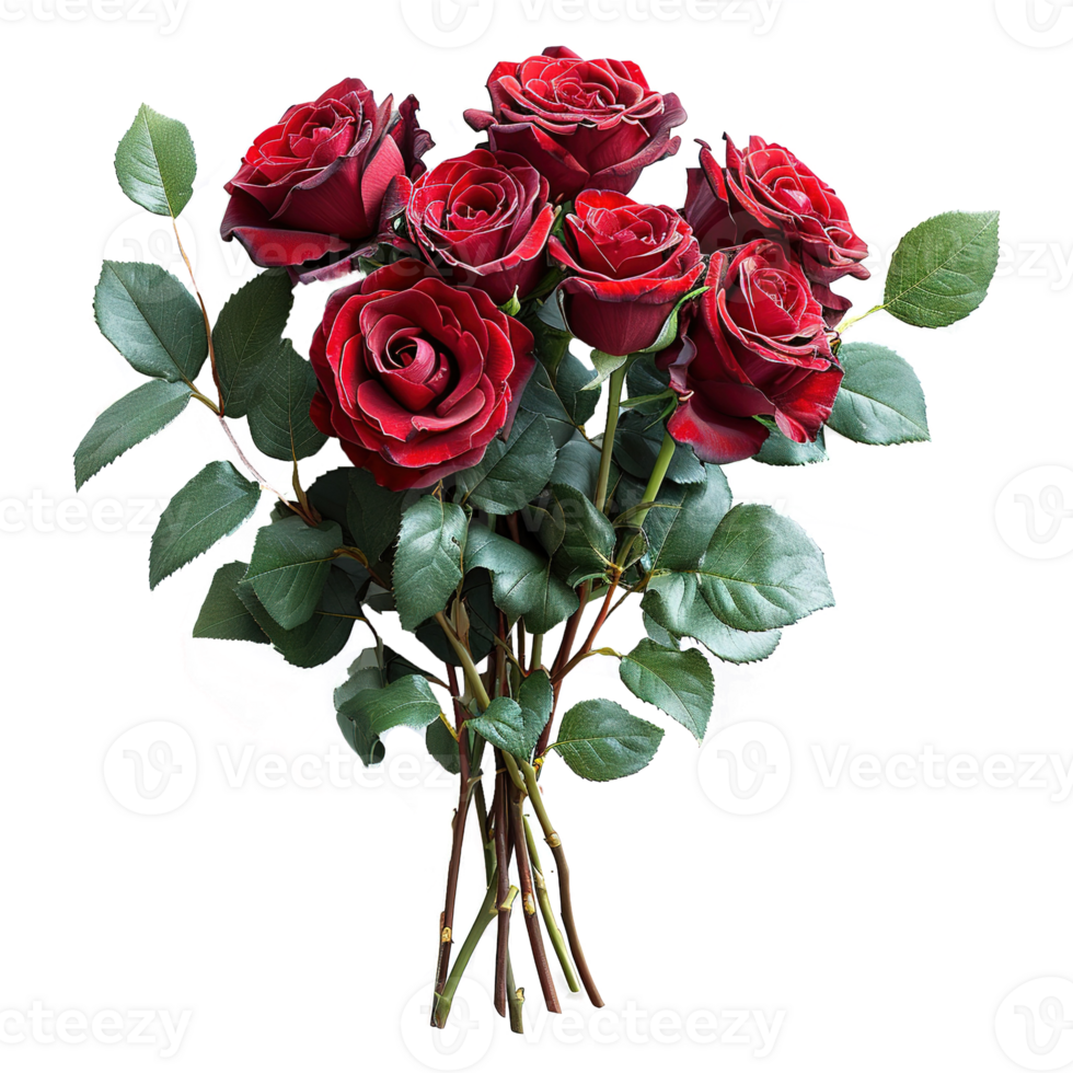 AI generated Red rose bouquet isolated on transparent background png