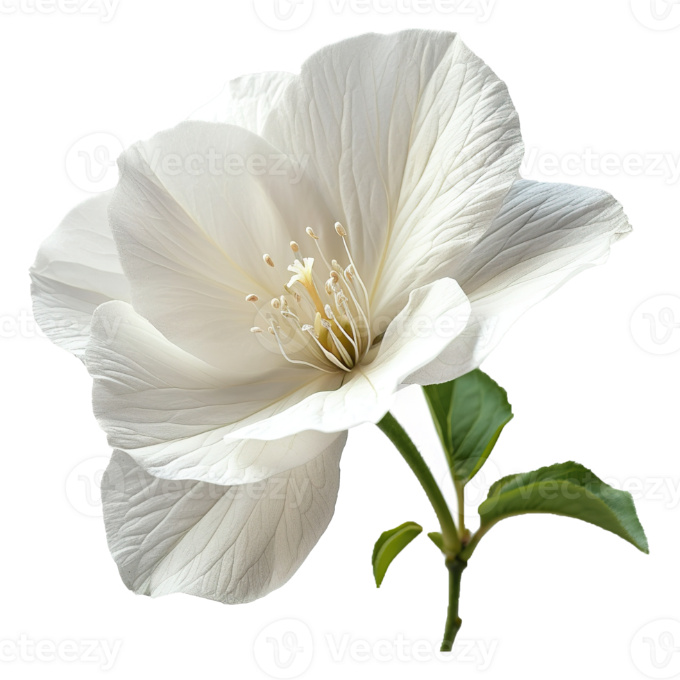 AI generated White flower isolated on transparent background. For use in scrapbooking, floristry or herbarium png