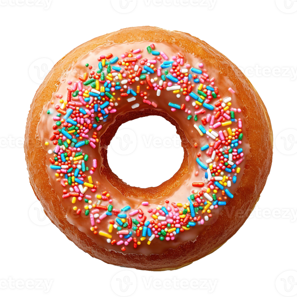 AI generated Donut with sprinkles isolated on transparent background png