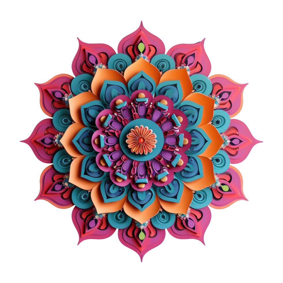 ai generiert bunt Mandala mit ein kreisförmig Design auf ein transparent Hintergrund png