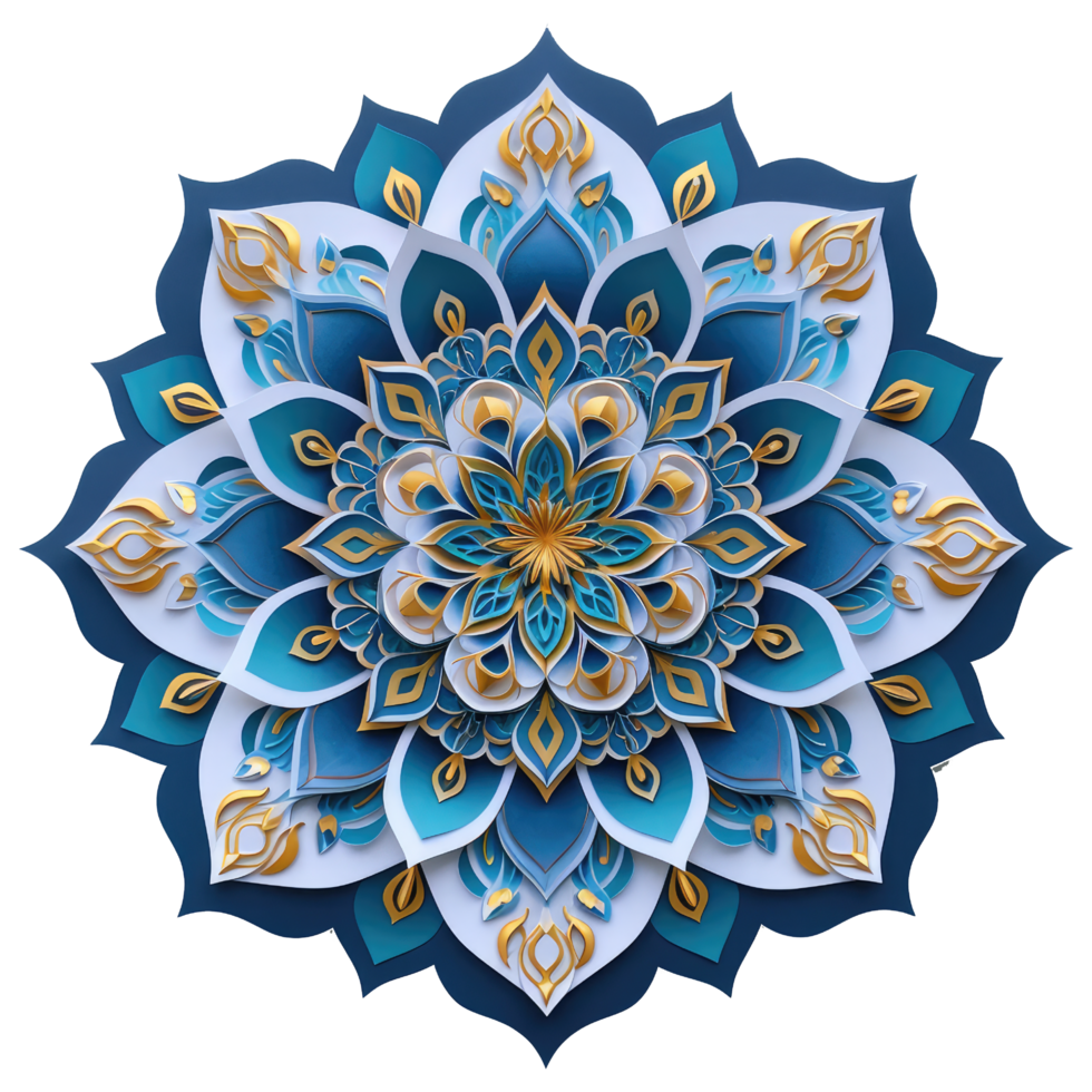 AI generated colorful mandala with a circular design on a transparent background png