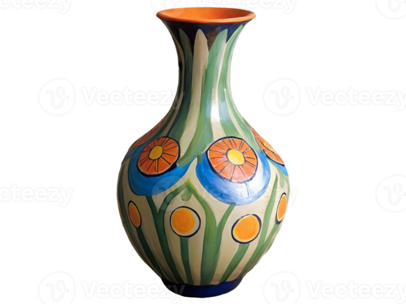 AI generated A beautiful and different vase with different shapes drawn on it png