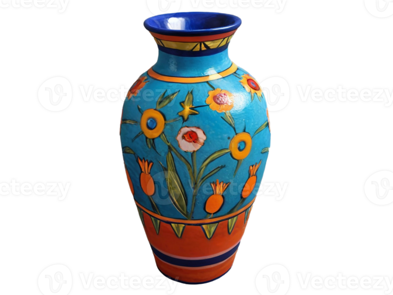 AI generated A beautiful and different vase with different shapes drawn on it png