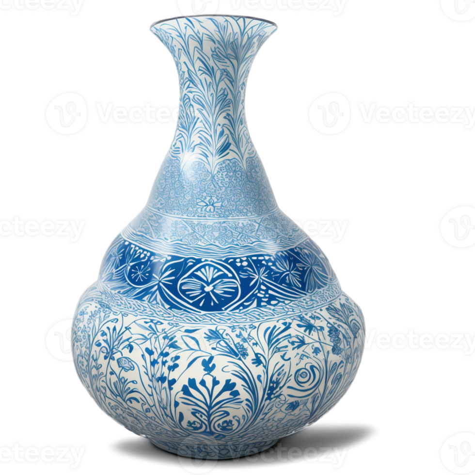 AI generated A beautiful and different vase with different shapes drawn on it png