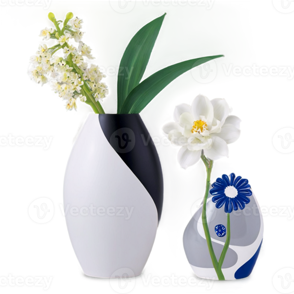 AI generated A beautiful and different vase with different shapes drawn on it png