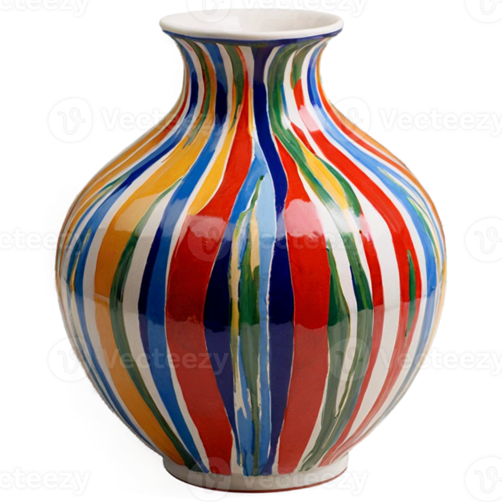 AI generated A beautiful and different vase with different shapes drawn on it png