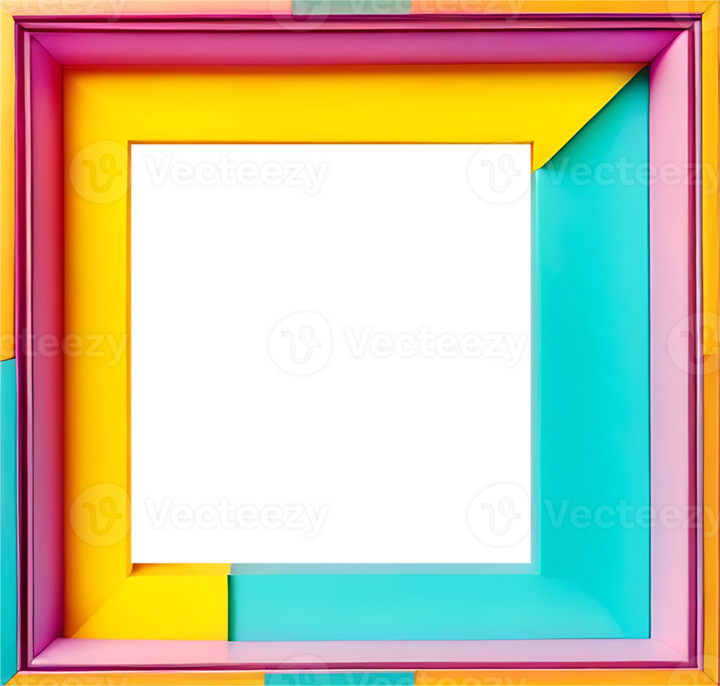 AI generated colorful square frame with a transparent background png