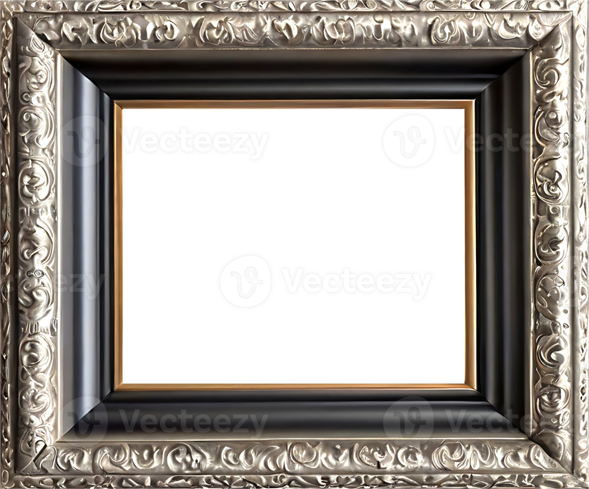 AI generated an empty frame with a gold frame on a transparent background png