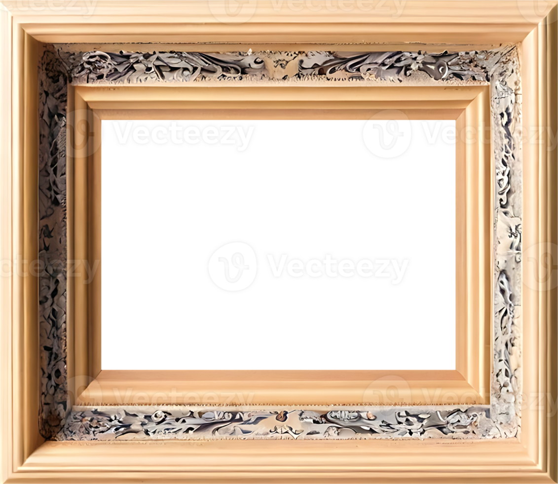 AI generated an empty wooden frame with a white background png