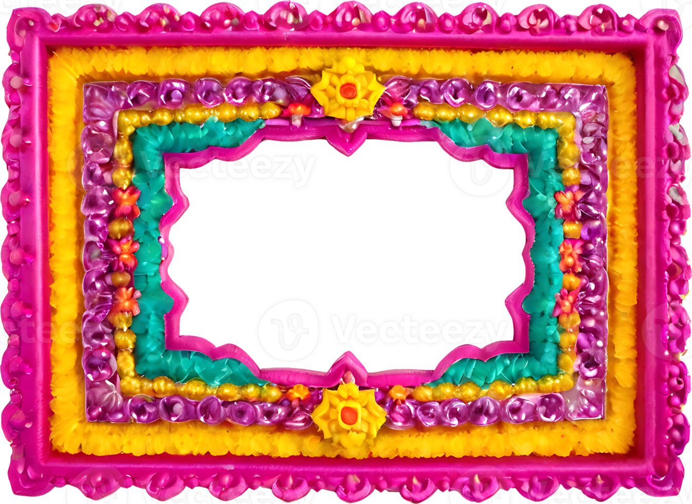 AI generated a colorful frame with a flower on it png