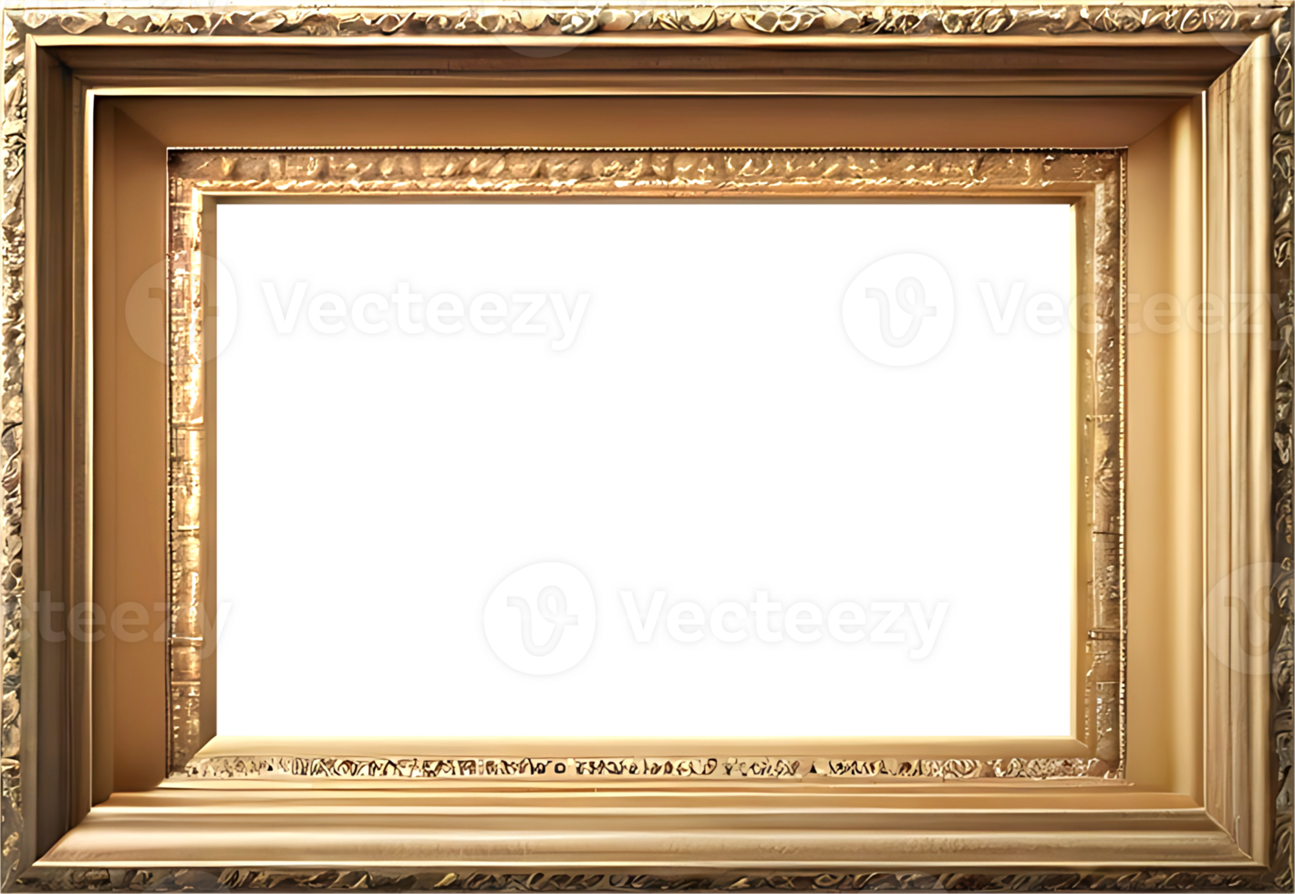AI generated gold frame with a transparent background png