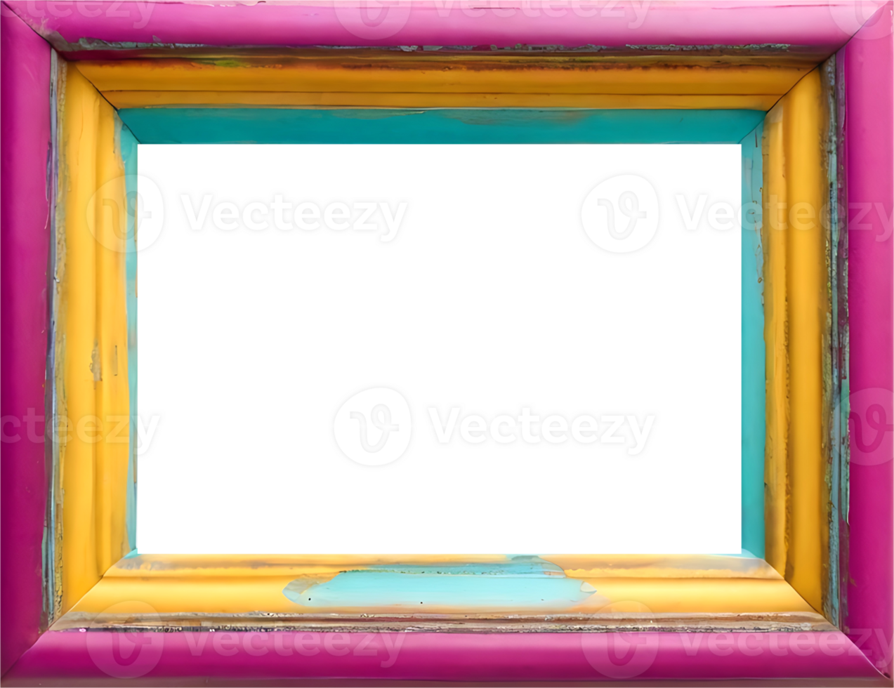 AI generated a colorful wooden frame with a transparent background png