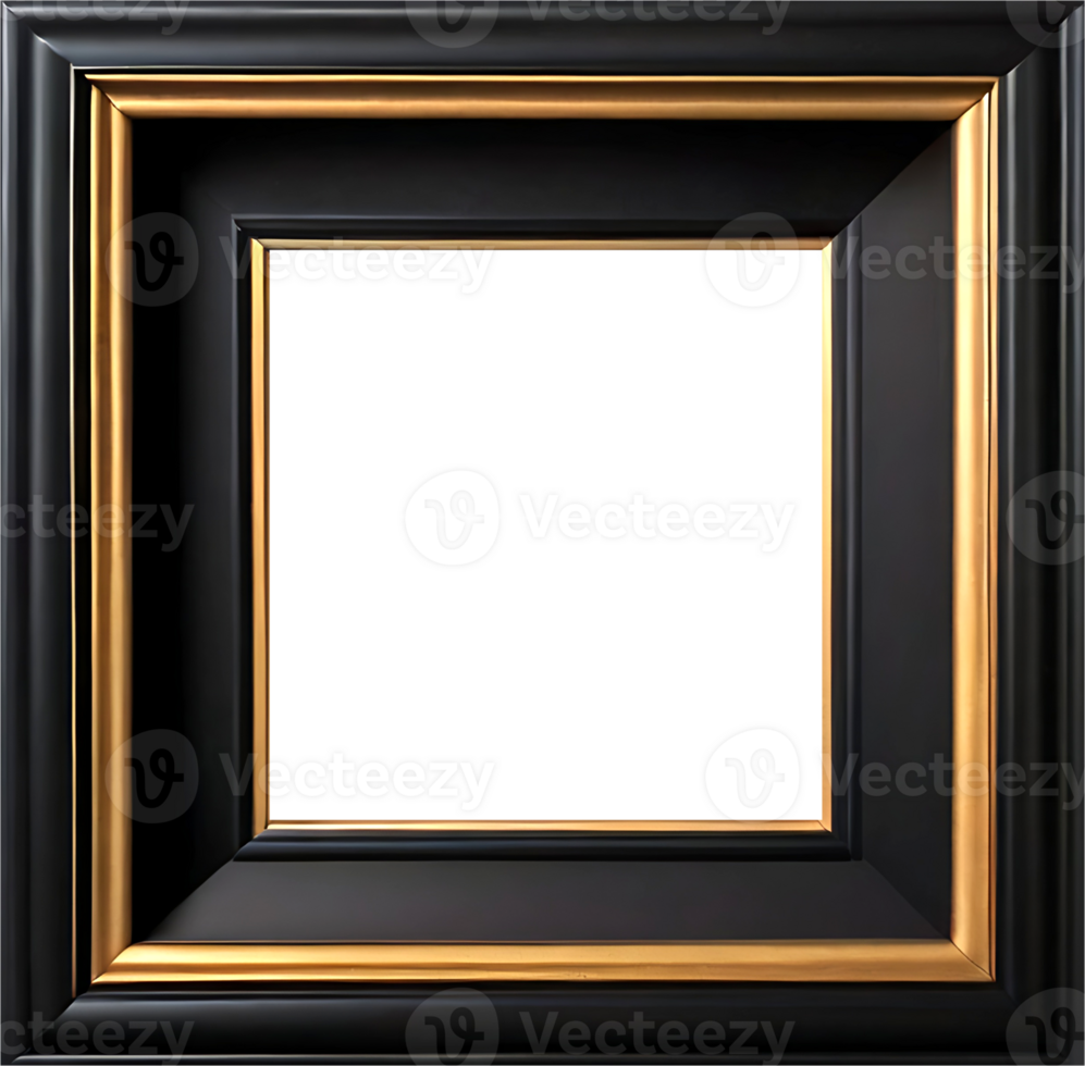AI generated gold frame with black background png