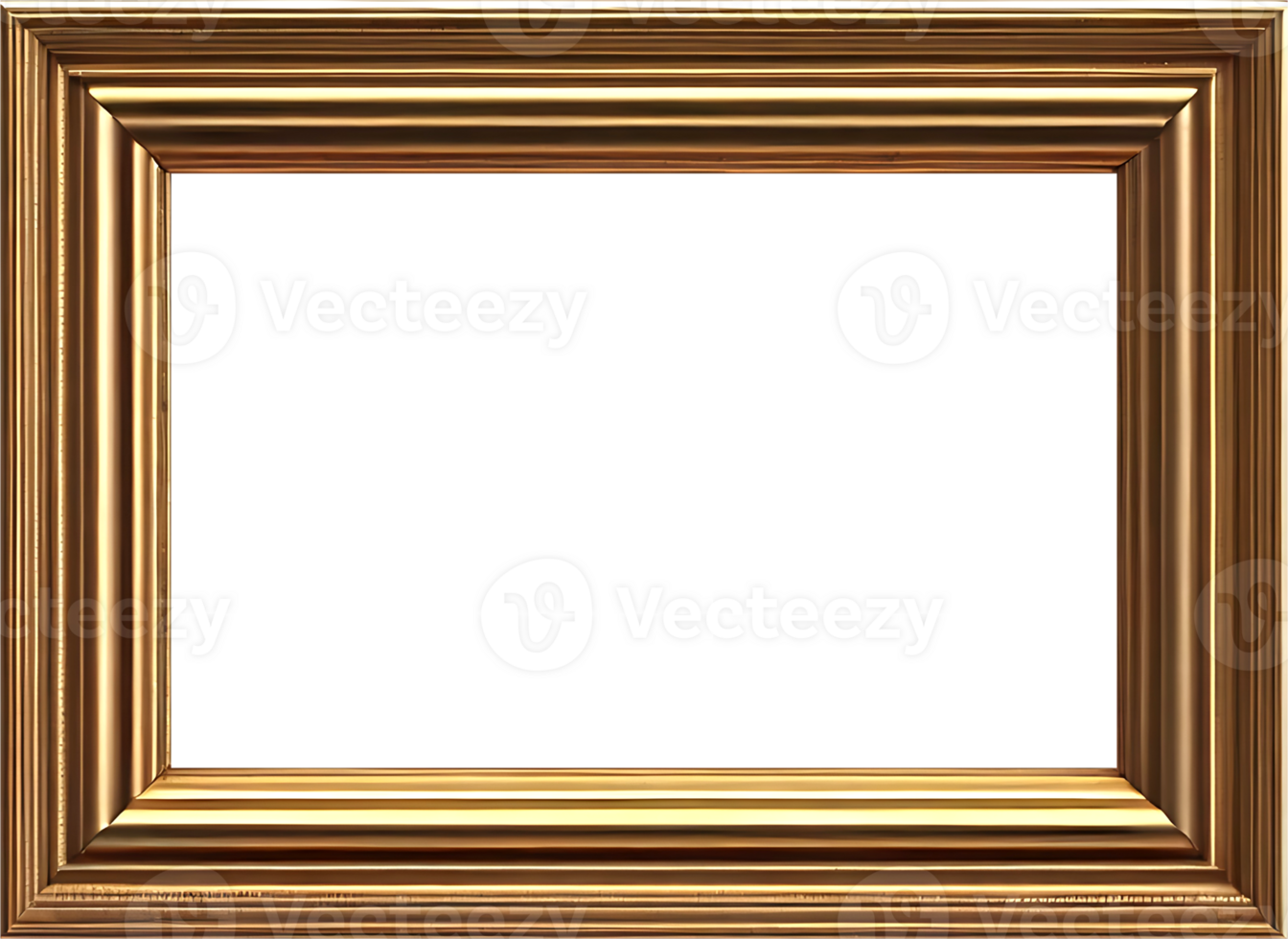 AI generated gold frame on transparent background png